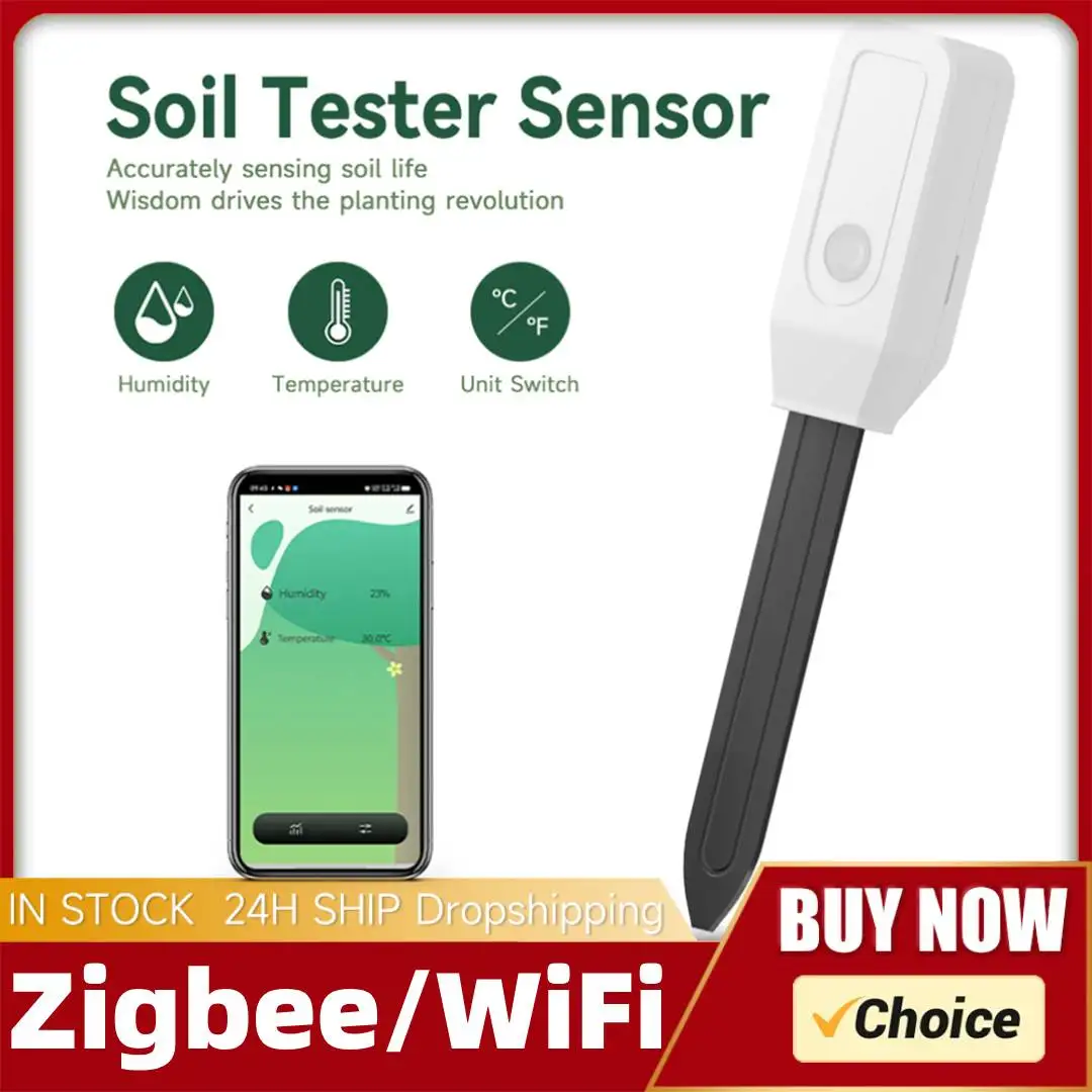 WiFi/Zigbee Soil Tester Humidity Temperature Meter Farm Lawn Plants Flower Soil Monitor Hygrometer for Gardening Tools
