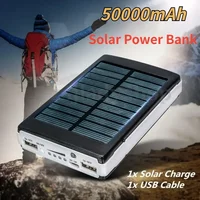 New 50000mAh Portable Solar Power Bank Double USB External Battery Charger Cases Fast Charging for iPhone Series Samsung Xiaomi 1