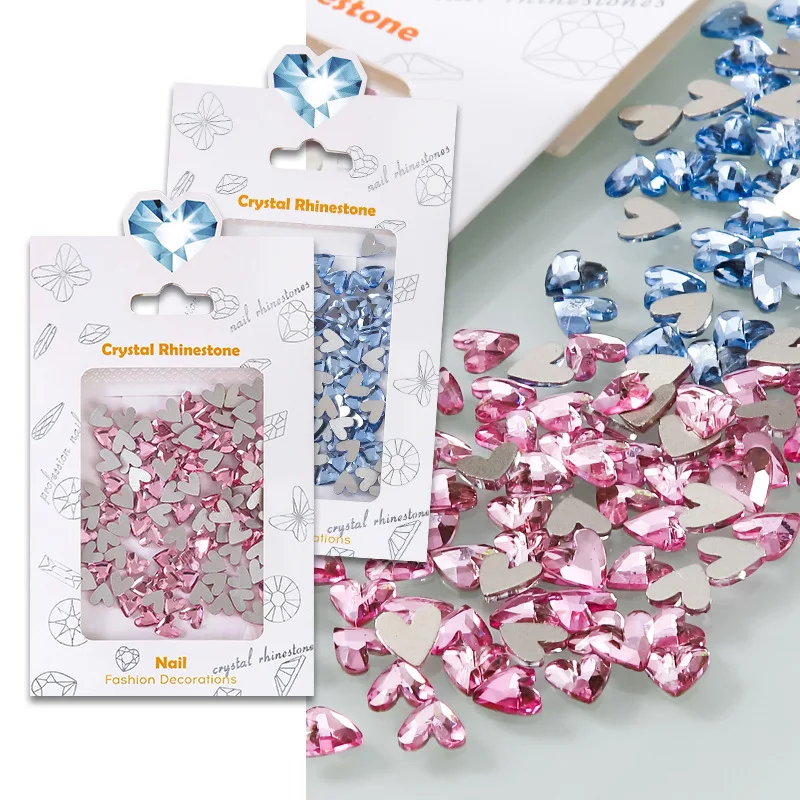 

100pcs/pack Glass Flat back Nail rhinestone Heart 6mm Crystal Glitter Glass rhinestone For Nail Arts&Make up Decoration