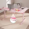 L Shaped Gaming Desk, 60 Inch Large Home Office Corner PC Computer Table Study Writing Female L60 Mouse Pad Cable Management 5