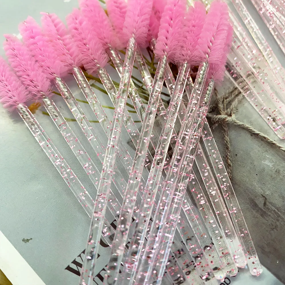 600Pcs Crystal Eyelash Brushes Makeup Brush Diamond Handle Mascara Wands Wholesale Eyelash Extension Supplies