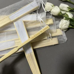 Personalized Engraved White Folding Elegant Paper Fan with Gift Bag - Portable Party and Wedding Supplies Fan - Paper Fan customized (20pc  With organza)
