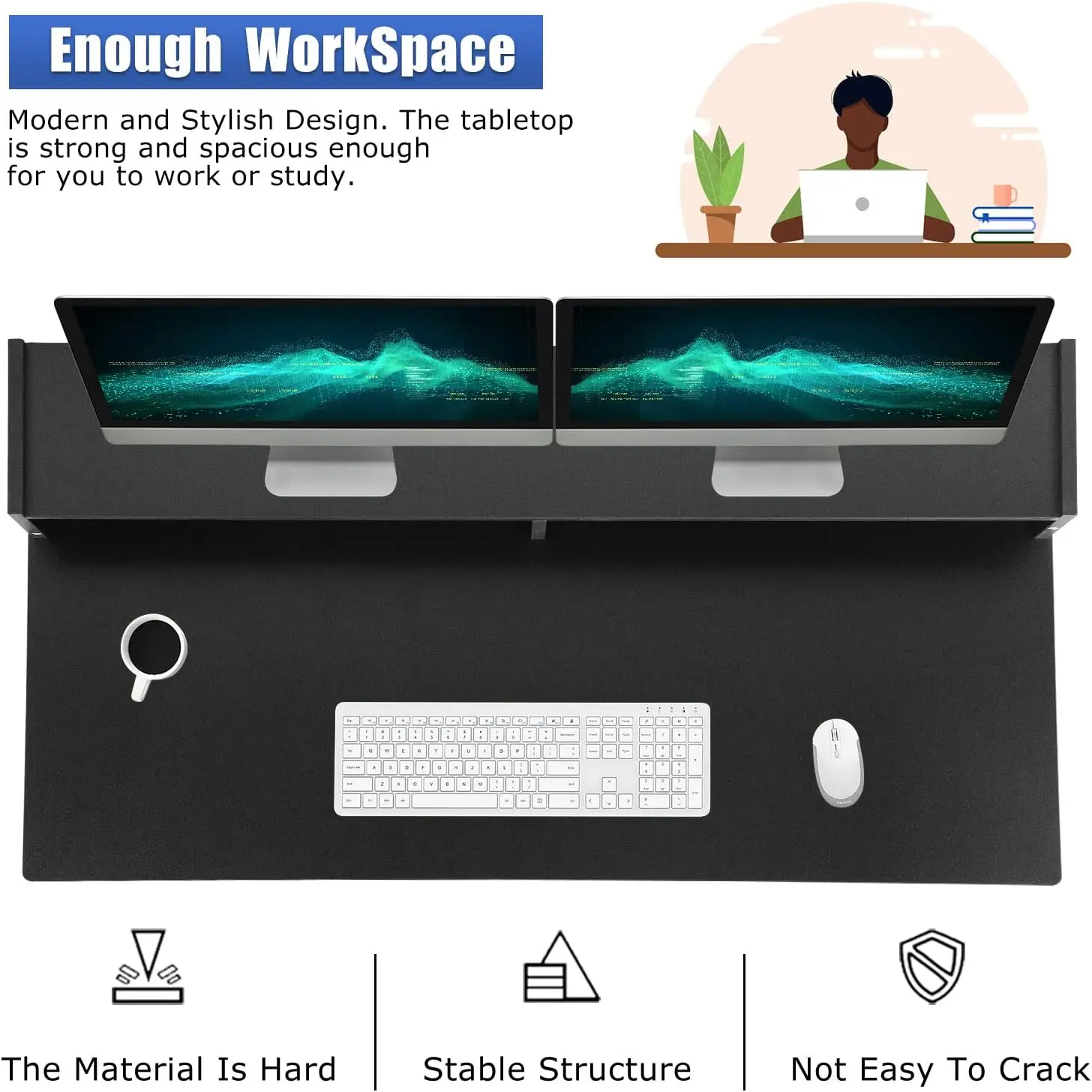 Office Desk, Computer Desk with Drawers Keyboard Tray 43" Study Writing Desks for Home with Storage Shelves, Desks