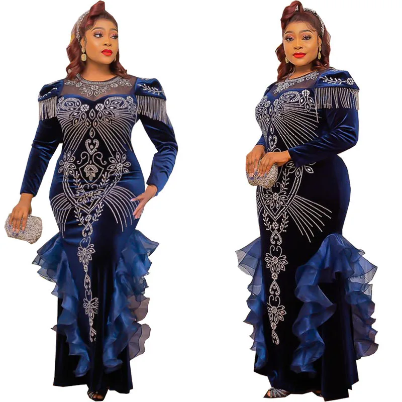 Spring Autumn African Women Long Sleeve O-neck Long Dress Dashiki African Clothes Maxi Dresses African Dresses for Women