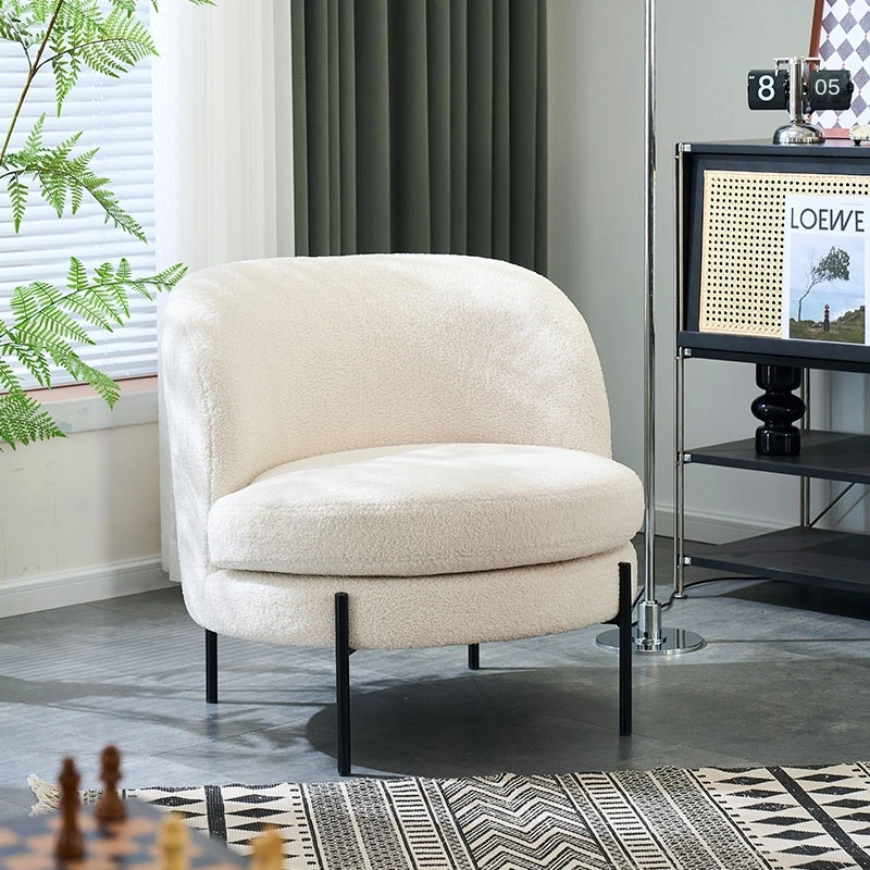 Lamb wool single sofa Modern luxury velvet Relaxing chair Nordic corner cofe waiting hall reception chair living room furniture