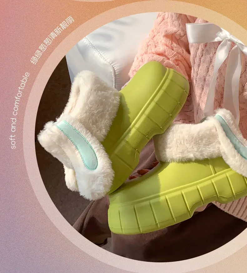 2023 Women's Winter New High Top Casual Boots Thick Bottom Non Slip Plush Warm Casual Cotton Boots Lovely Cartoon Snow Boots