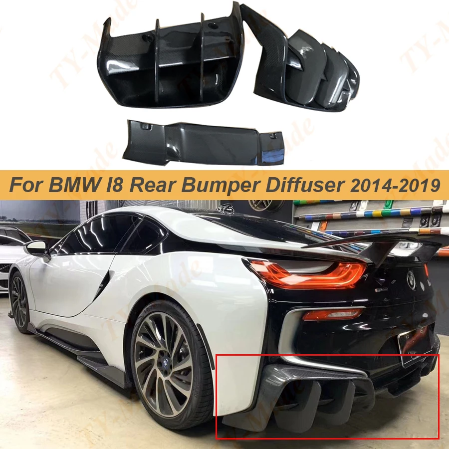 I8 Rear Bumper Diffuser Lip With Big Fin Side Splitter Apron Real ...