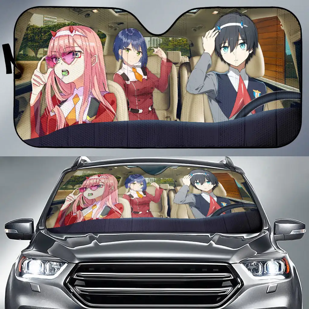 

Darling In The Franxx Hiro Zero Two Ichigo Car Auto Sunshades Heat Resistant, UV Resistant Car Auto Sunshades