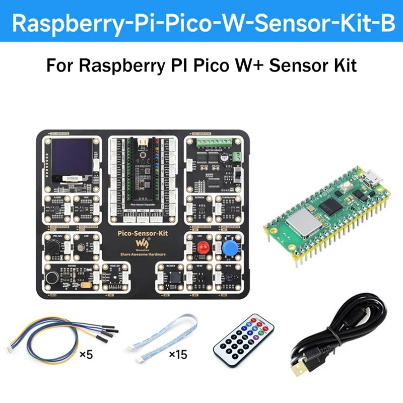

Плата расширения Waveshare для Raspberry Pi Pico W + комплект модулей датчиков для замены материнских плат серии Raspberry Pi Pico