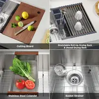 Multifunctional Undermount Kitchen Sink 32"x19" Single Bowl with Workstation Set Stainless Steel Accessories R10 Corners 3mm 2