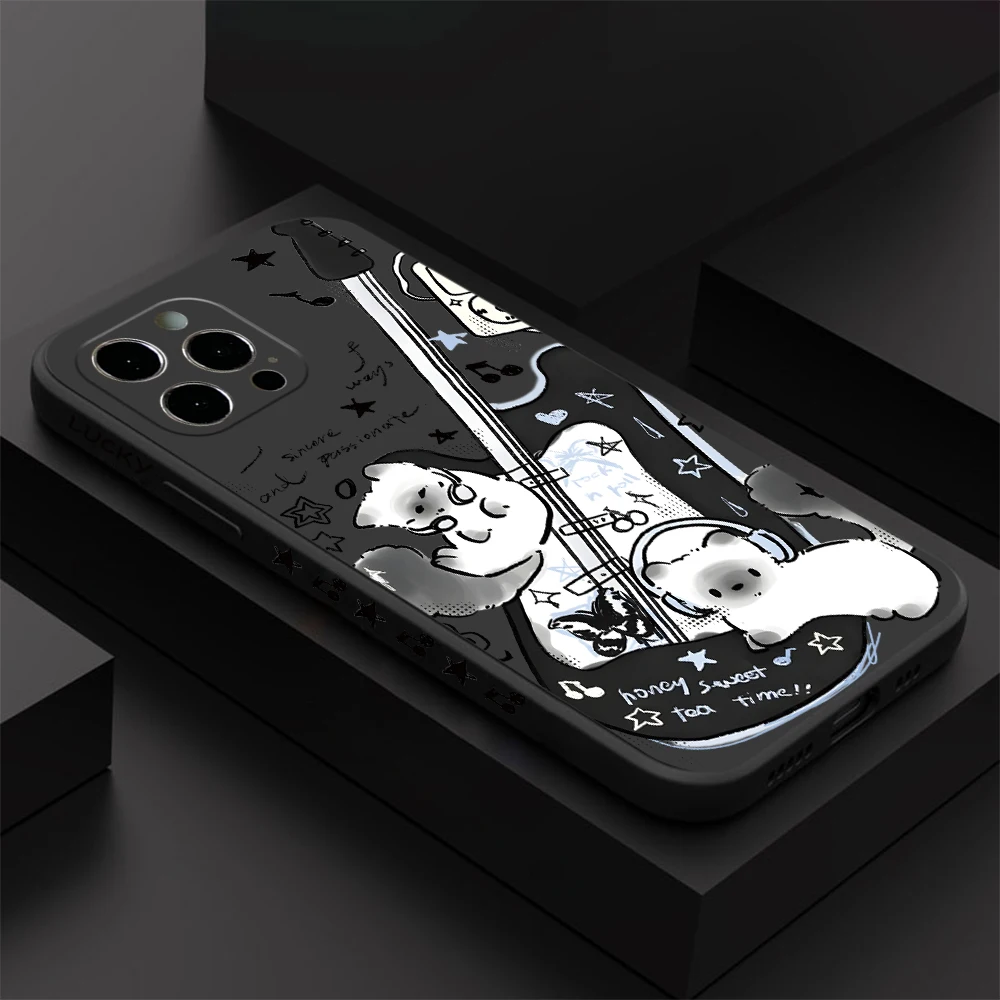 Musical Guitar Dog Design Phone Case - Straight Edge Cover