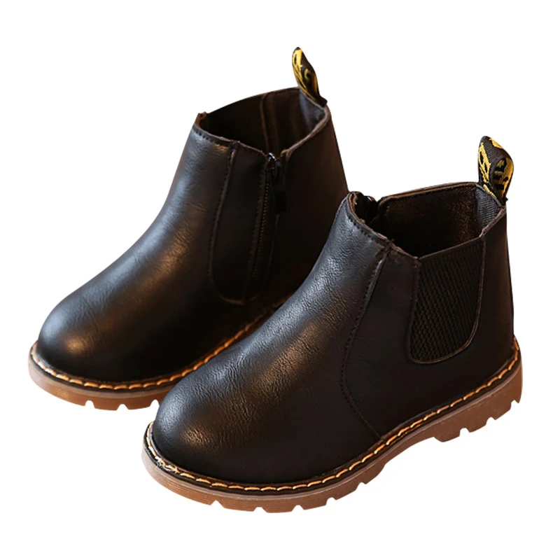 children boots Children's PU Leather Non-Slip Rubber Sole Boys And Girls Fashion Breathable Short Leather