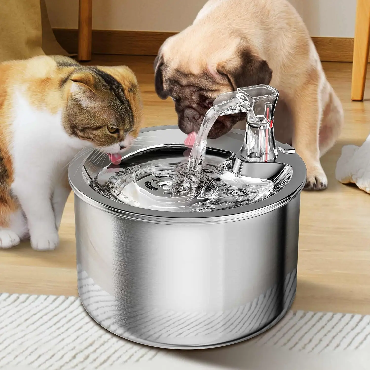 

2L Stainless Steel Automatic Cat Fountain Flowing Water Drinking for Dog Filter Smart Pet Drinker Dispenser with Sensor