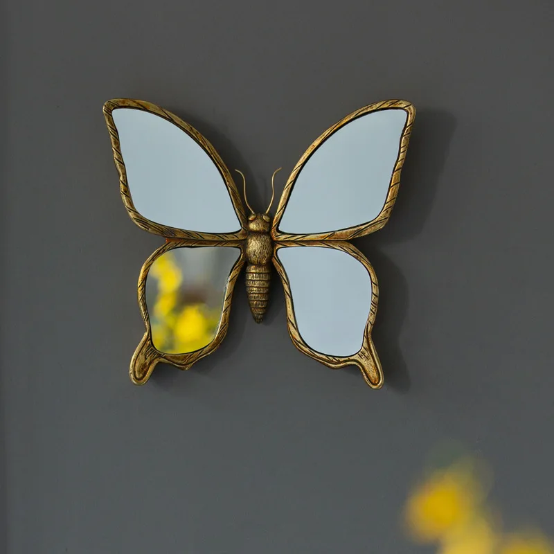 Butterfly Wall Hanging Insect Mirror Background Wall Mirror Metal Retro Insect Wing Dragonfly Butterfly Modern Home Decoration 2