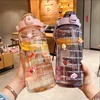 2L Sports Water Bottle with Straw Portable Large Capacity Water bottles Fitness Bike Cup Summer Cold Water Jug with Time Marker 4