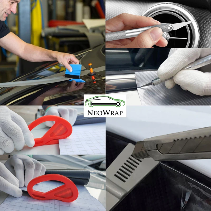 자동차 비닐 랩 윈도우 틴트 키트, 미니 펠트 스퀴지, 랩 나이프 블레이드 포함, 자동차 포일링 랩핑 공예 액세서리