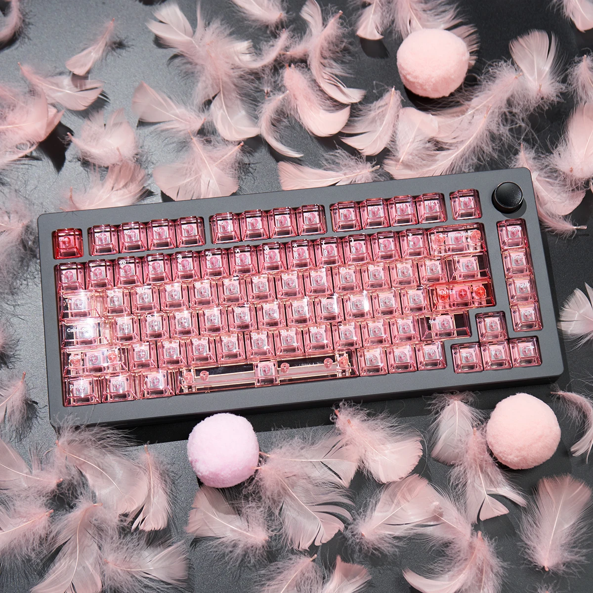 Aulidtch-teclado Transparente Rosa Keycap Ice pc Perfil Cereja Verde Cristal 157 Teclas Impressão uv para mx 60 65 85 - Imagem 5