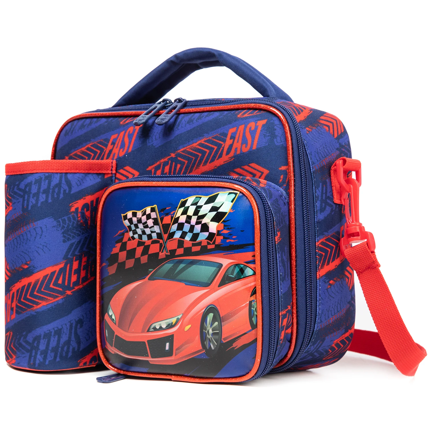 Kids Lunch Bag for Boys with Water Bottle Holder School Insulated Lunch Bags for kids with Multiple Zippered Pocket