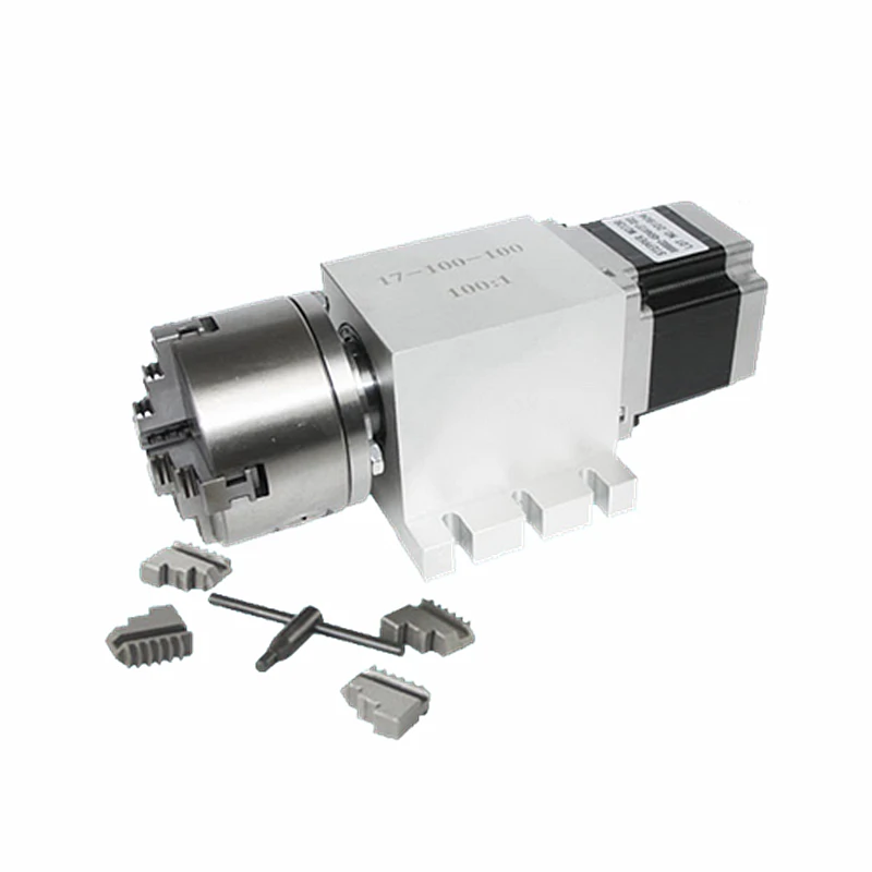 하모닉 드라이브 감속기 3 4조 100mm 척 CNC 4축 로터리 축 감속비 100:1 CNC 라우터 밀링머신용