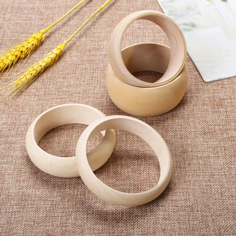 6PCs Unfinished Natural Untreated Plain Wooden 68mm(2.68") Round Bracelet K3ND 3