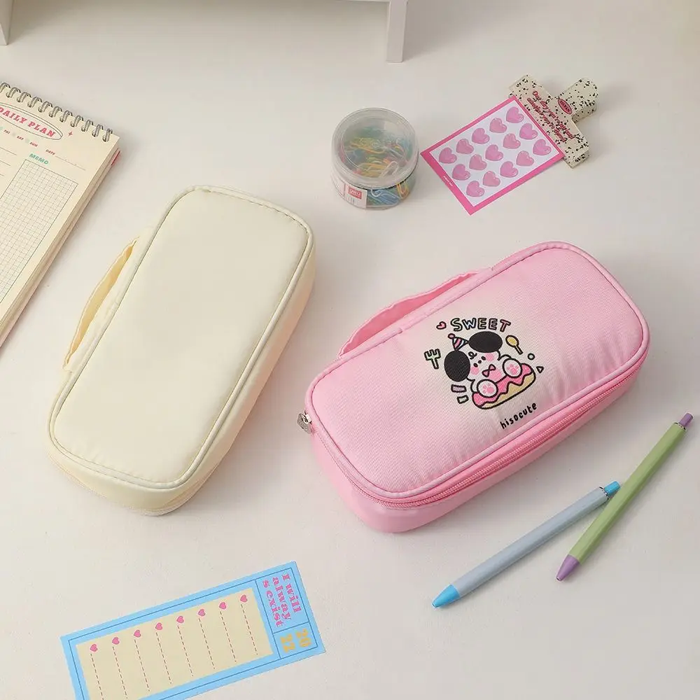 

Stationery Holder Cartoon Girls Pencil Bag Bunny and Puppy Desktop Storage Student Stationery Bag Large Capacity Korean Style