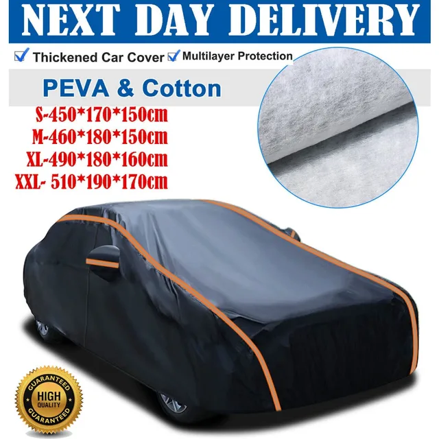 Waterproof 6 Layer Car Cover Heavy Duty Cotton Lined UV Protection - S M XL XXL