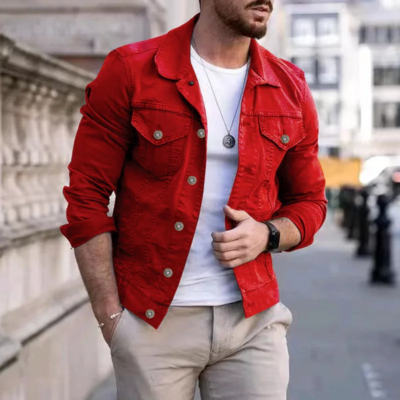 Fashion Casual Slim Fitting Jacket with Multiple Pockets Button Smooth Board Work Jacket Men's 2023 Trend Jacket  Short Homme