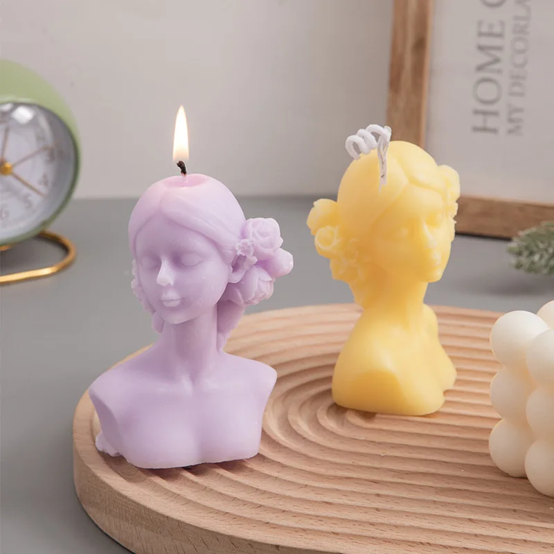 

3D Blindfolded Girl Shape Silicone Mold DIY Lovers Portrait Aromath Soap Candle Making Tool Home Decor Clay Plaster Resin Craft