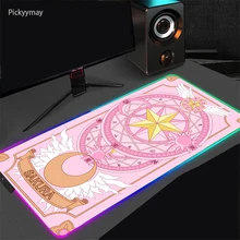 

Cardcaptor Sakura Anime Mouse Pad RGB Kawaii Laptop Gaming Keyboard Pad Carpet Gamer Desk Mats LED Color Backlight Mouse Mat XXL