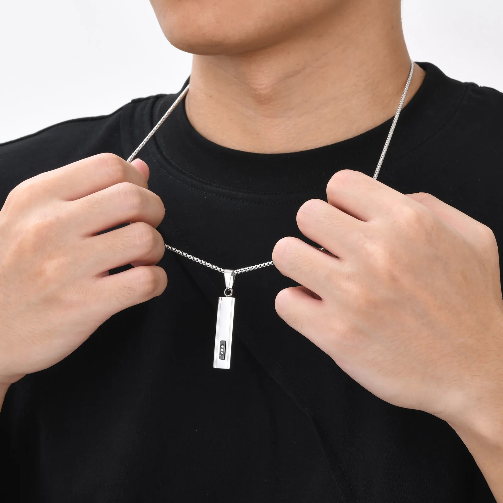 Geometric Vertical Bar Pendant Necklaces for Men Boys