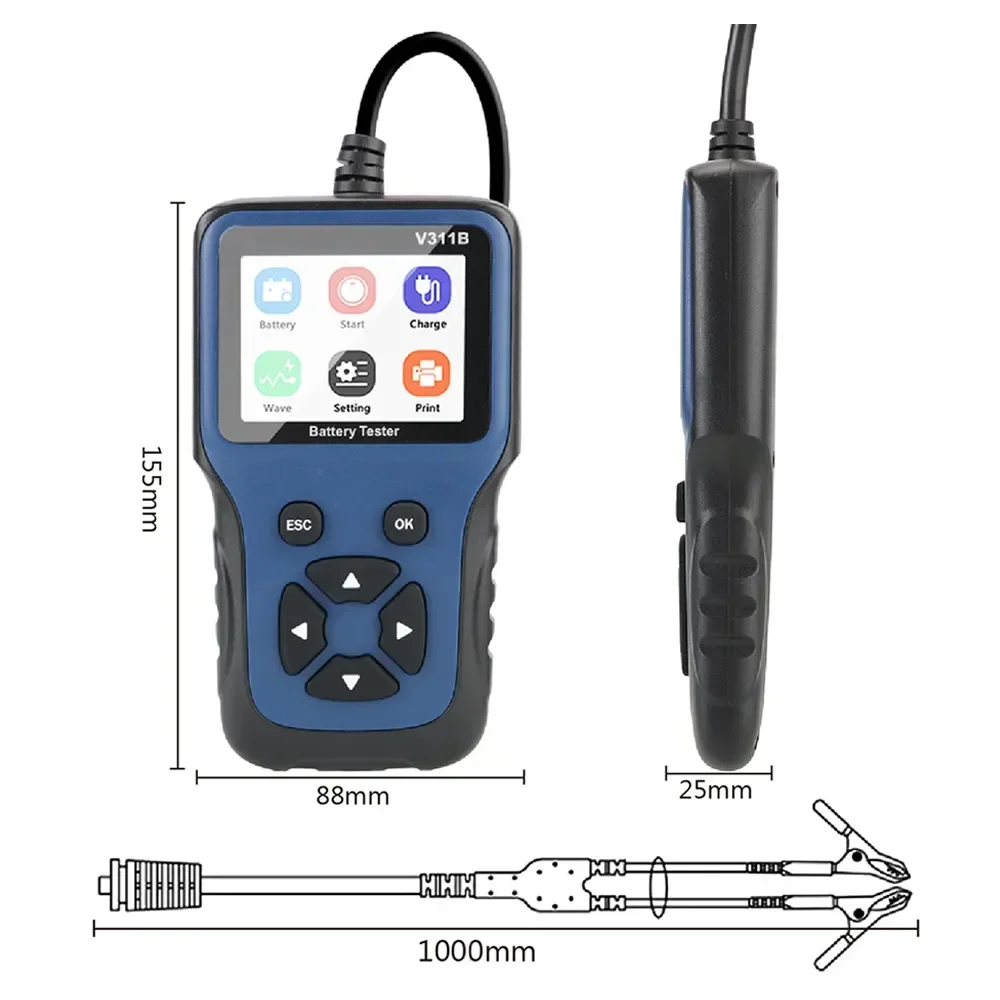 자동차 충전 크리컷 부하 테스트 분석기 도구, 자동차 자동 진단 도구, 12V 자동차 배터리 충전기 테스터 분석기 V311B