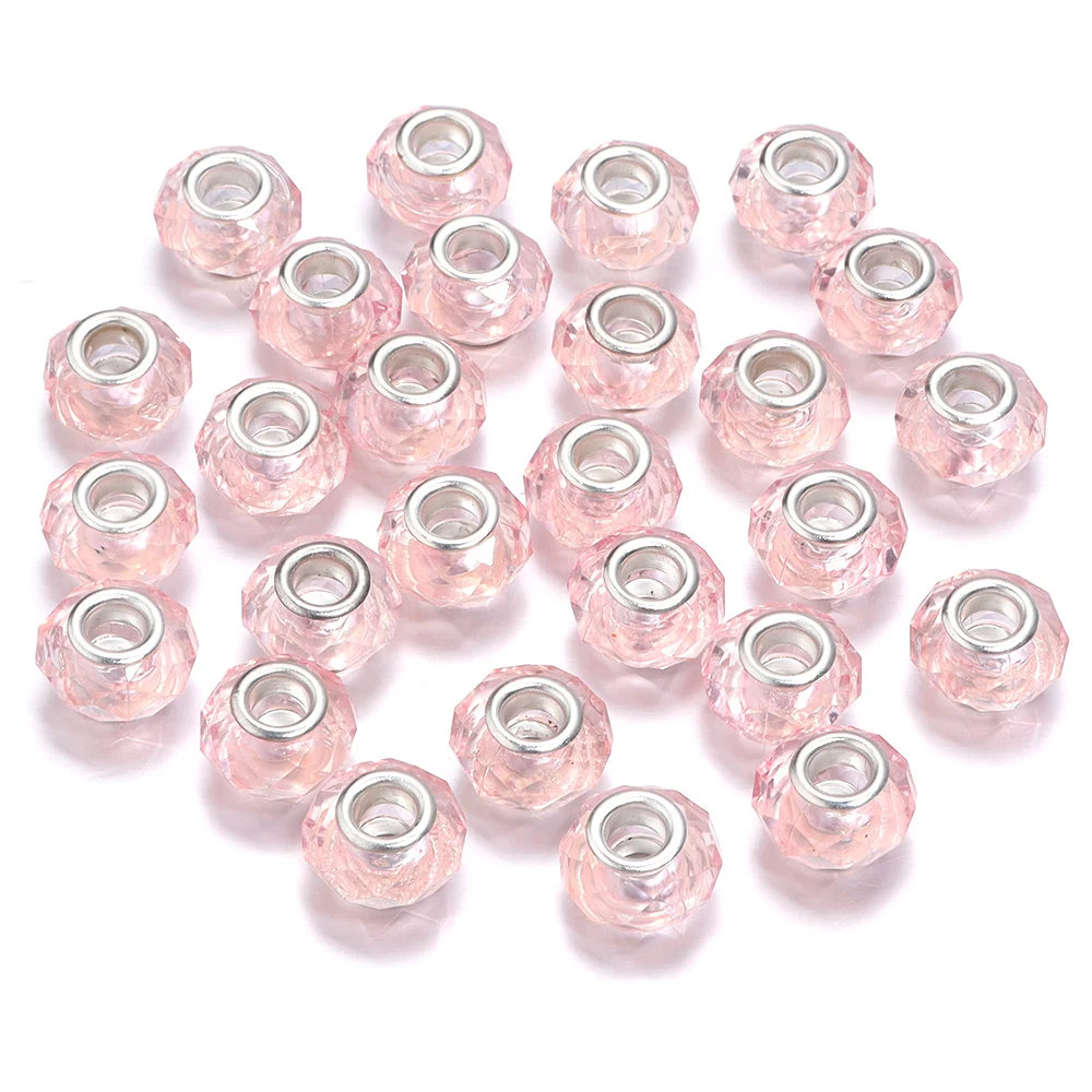 20 Stück 14x9mm facettierte Harzperlen transparente Farbe großes Loch lose Distanzperlen für Schmuckherstellung DIY Armband Halskette Zubehör – Detail 18