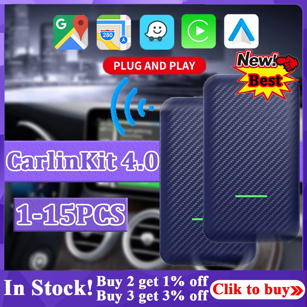 새로운 CarlinKit 4.0 무선 어댑터 카플레이 플레이어, 애플 안드로이드 자동차 플레이 자동 동글 무선 안드로이드 자동차 ...