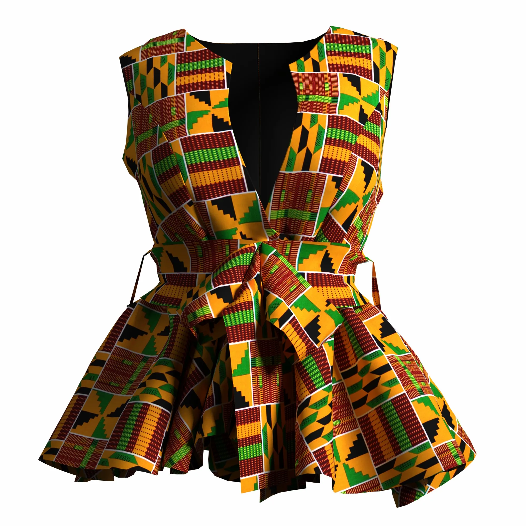 African Print Tops Shirt for Women Dashiki Ankara Traditional Coat Batik Wax Printing Jacket with Belt Cotton BRW WY11069