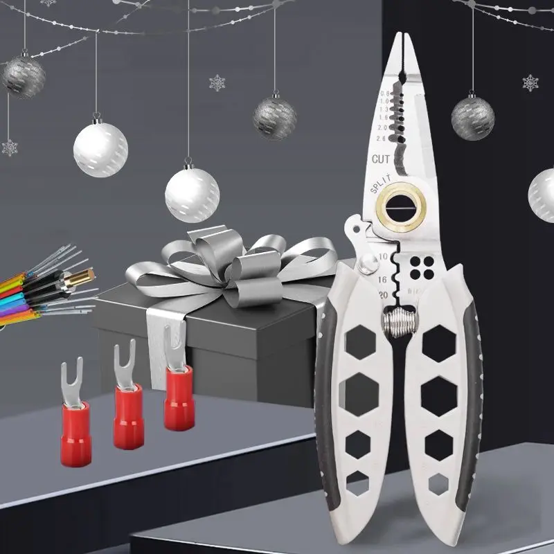 

7 inch Multifunctional Wire Stripping Pliers Electrician Special Hand Tools for Wire Cutting Pulling Pressing Winding Screwing