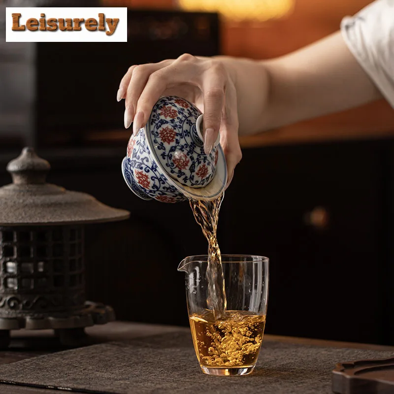 150ml Blue And White Hovering Gaiwan Japanese Tea Tureen Tea Bowl With Lid Kit Tea Maker Cover Bowl Chinese Tea Set Decoration