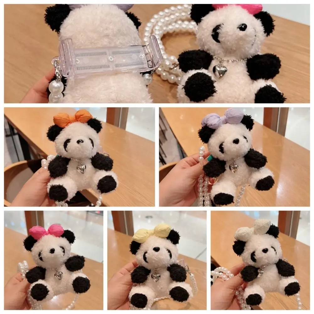 

Bowknot Panda Panda Phone Back Clip Anti Lost Elastic Back Clip Plush Doll Phone Back Clip Diagonal Cute Panda Phone Clip Holder
