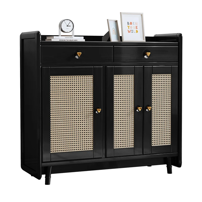 

TLL Rattan Shoe Cabinet Locker Japanese Style Entrance Creative Storage