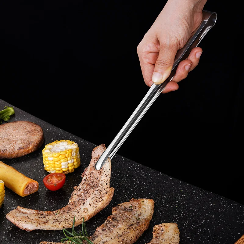 

Barbecue Food Tong Non-Slip Cooking Clip Stainless Steel 304 Portable Picnic Tweezer Steak Salad Clamp Bread Tong Kitchen Gadget