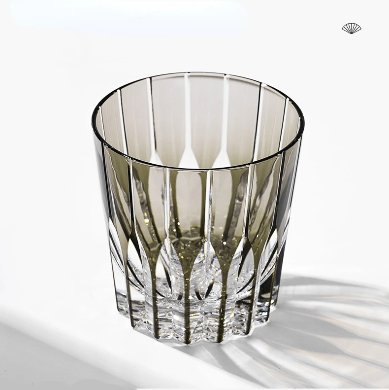 Whiskey Glass Edo Kiriko Vintage Crystal Hand Cut Design Scotch Whisky Bourbon with Wooden Box |