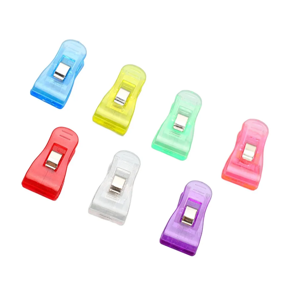 100 Pcs 플라스틱 플라스틱 클립 3.6*1.8cm 투명 다채로운 다채로운 투명 플라스틱 클립 소형 휴대용 플라스틱 빨래집게