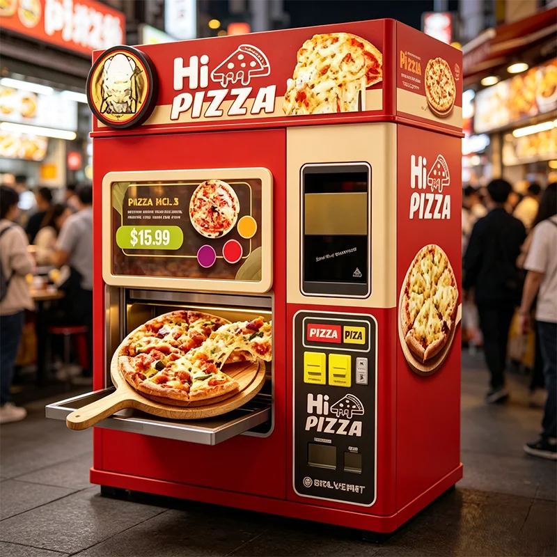 Automatic Pizza Vending Machine with 3 Layer Glass Insulation Heat Retention Oven 2