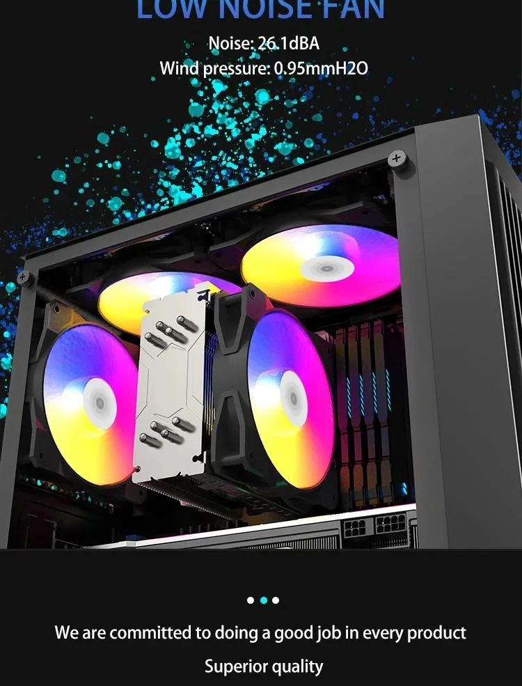 120mm RGB LED 12V PWM 4Pin 1100RPM Silent Cooling Fan for PC Case Water Cooling