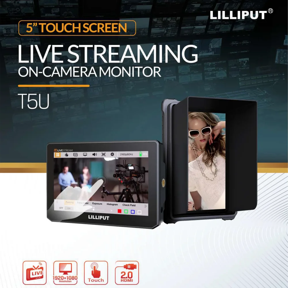 LILLIPUT T5U HD 5 Inch 4K Monitor Touch Screen HDMI-compatibl On-Camera Director External Output to USB for Live Streaming Video