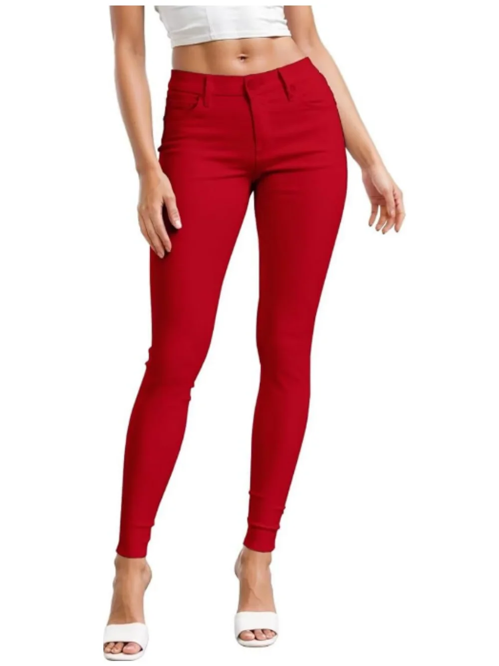 Farbige Damenhose, super bequeme Stretch-Pull-On-Klassiker-Röhrenhose, einfach in Komfort, schmale Stretch-Bleistifthose mit Tasche
