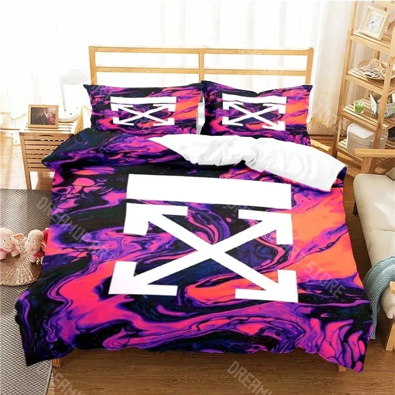3D Print Fashion Off Logo White Bedding Set Boys Girl Twin Queen King Size Duvet Cover Pillowcase Bed boys Adult Home Textiles 3