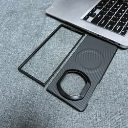 Enhanced Carbon Fiber Magnetic Wireless Charging Slim Phone Case Cover - Hard Shell Bumper - Huawei Mate X7 (Magnetic black)