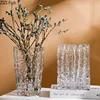 Relief Texture Glass Vase Creative Hydroponic Flower Pot Desk Decoration Artificial Flower Decorative Floral Arrangement Vases 3