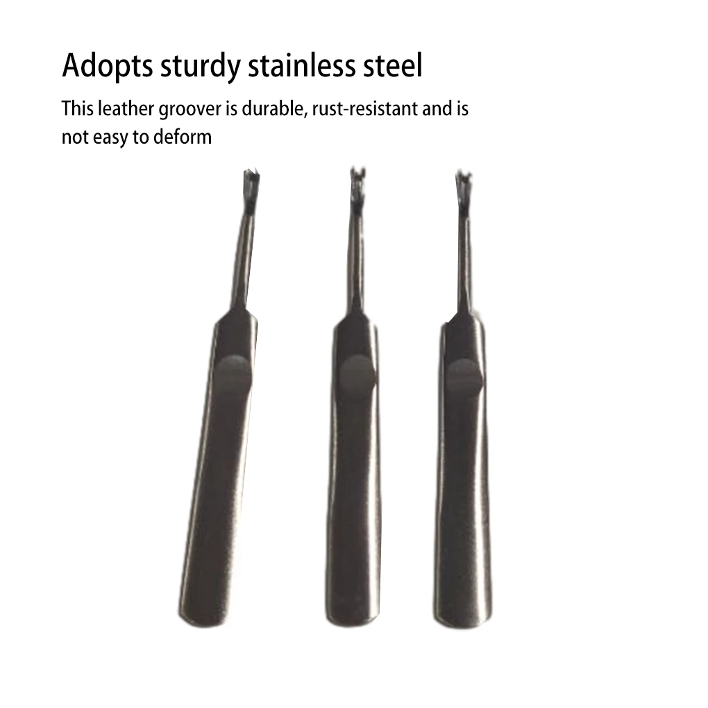 3 Pieces Set Professional Leather Manual Edge Beveler Groovers U V Shape Leathers Grooving Tool Leathercraft Handtool