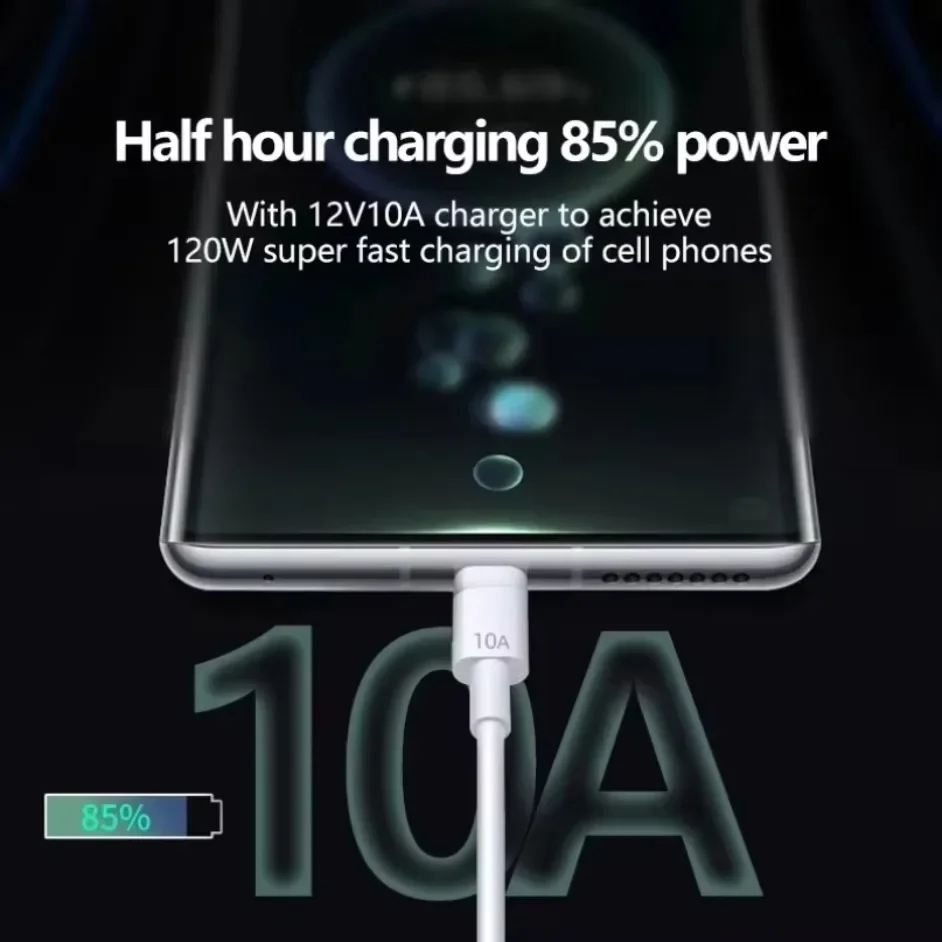 Universal 120W USB Type C Cable 10A Super Fast Charging Cable 1M/1.5M/2M For Xiaomi Smasung S24 S23 Huawei P70 Honor Data Cord - 5